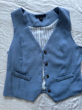 Tulle Light Blue Cotton-Blend Top